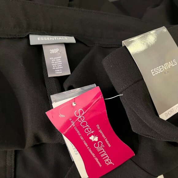 ESSENTIALS Women's Black Secret Slimmer Black Dress Pant - Size 28SP - NWT - Picture 4 of 4